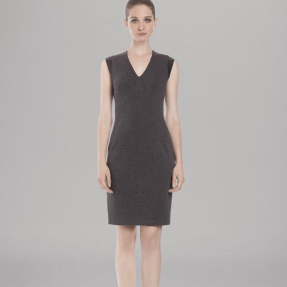 Sandro V Neck Leather Trim Dress Size 1